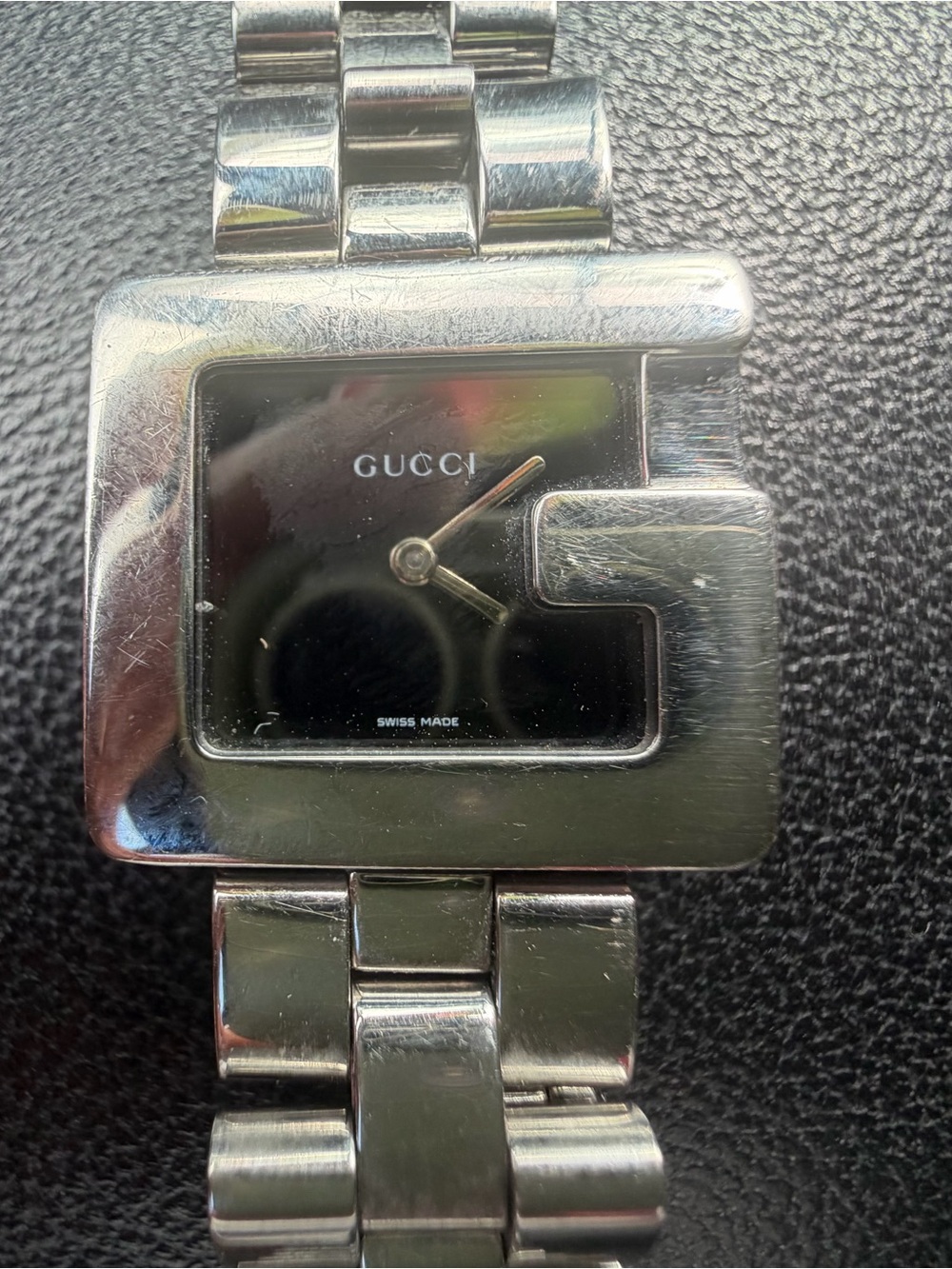 GUCCI 3600J G-FRAME STAINLESS STEEL BLACK DIAL SWISS MADE WATCH